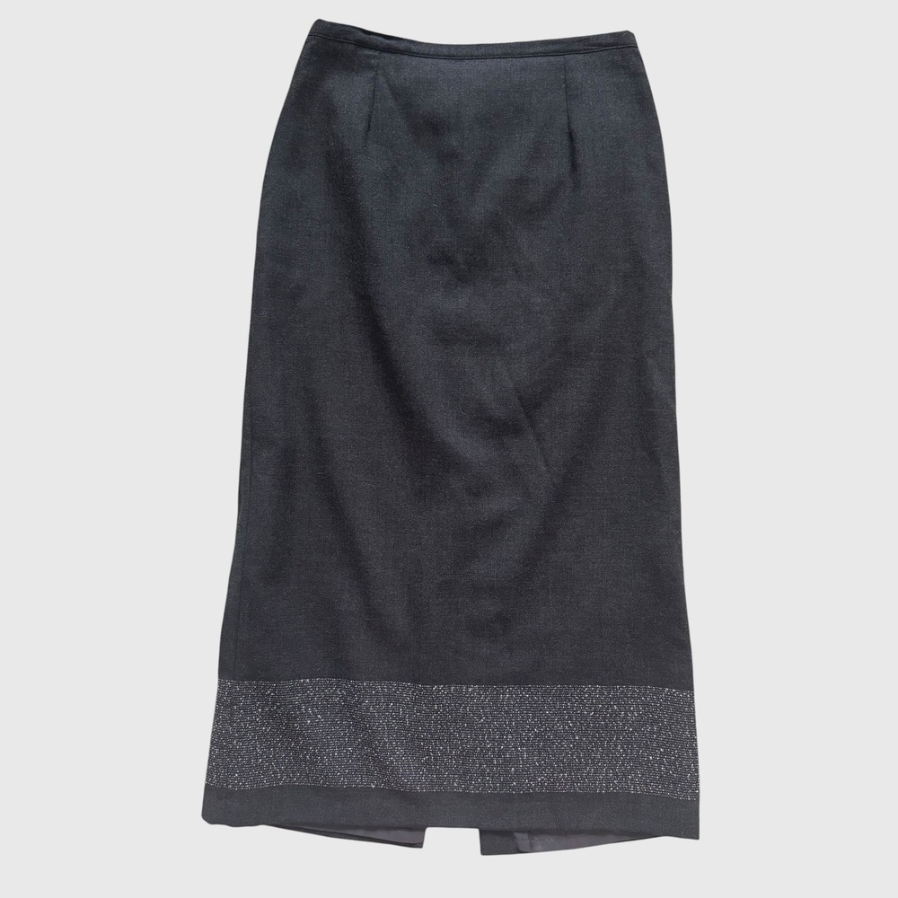 Norton McNaughton Wool Maxi Skirt Gray Silver Size 10 Vintage dark academia 90s